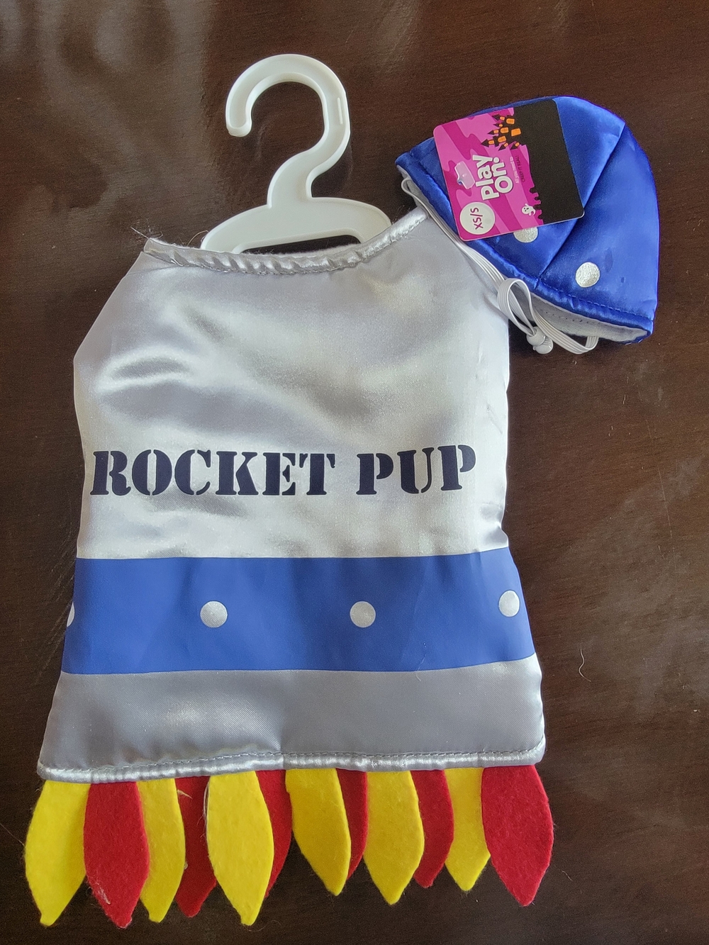 Silver & Blue Dog Costume with Flame Trim